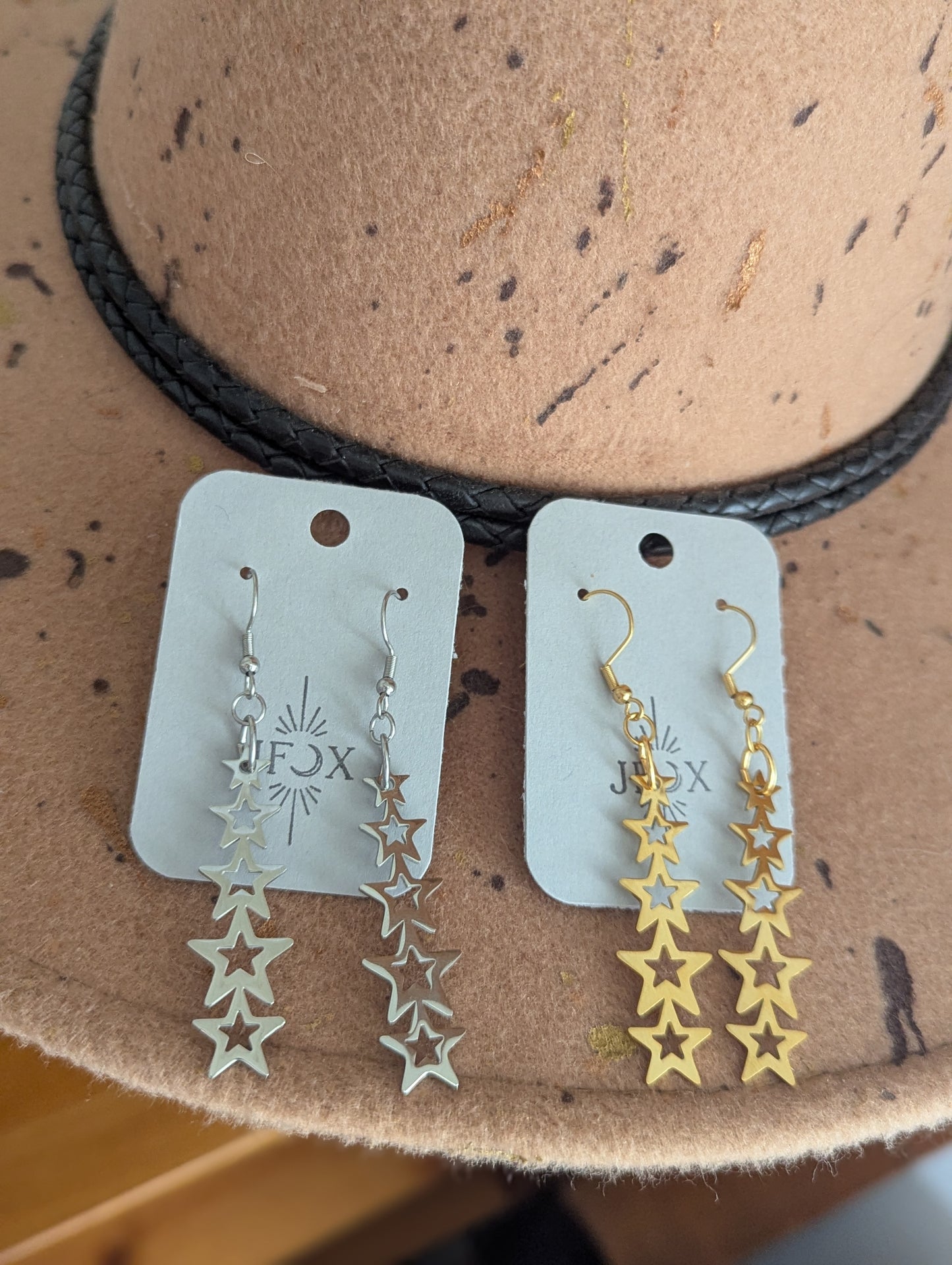 Pendientes de acero inoxidable de cinco estrellas (oro o plata)