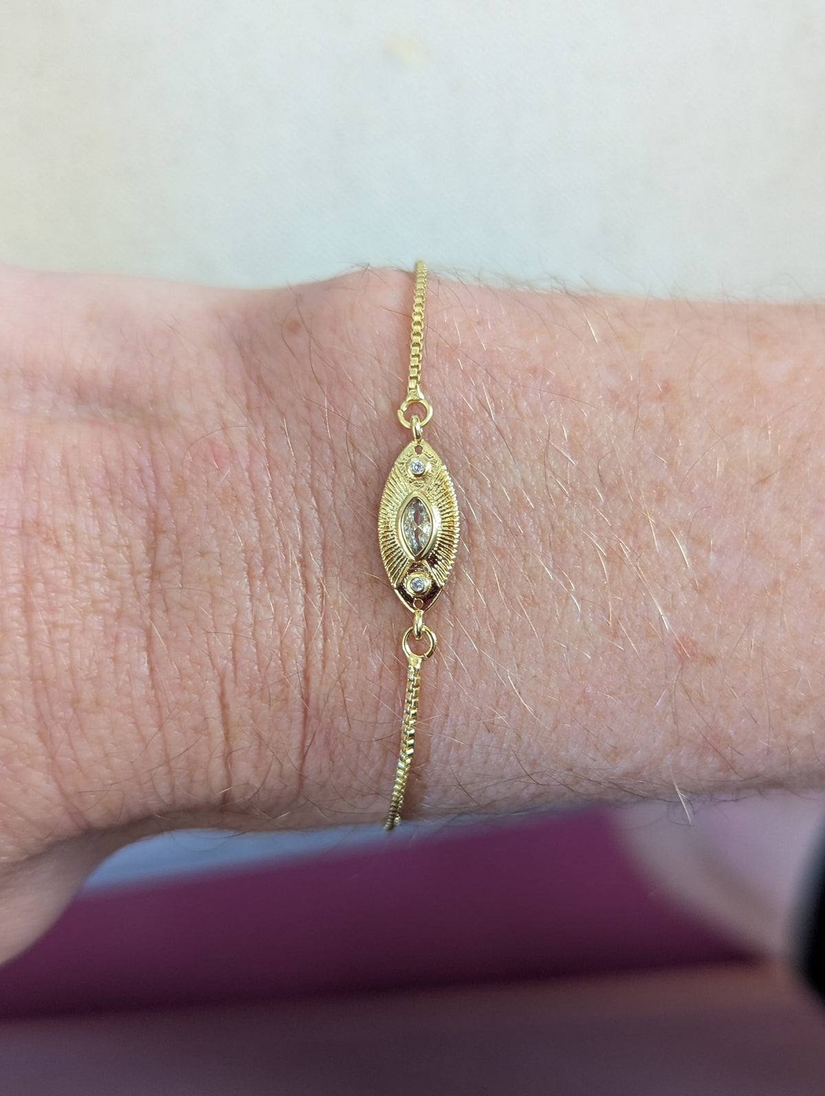 CZ Crystal Marquise Eye Slider Bracelet (Silver or Gold)