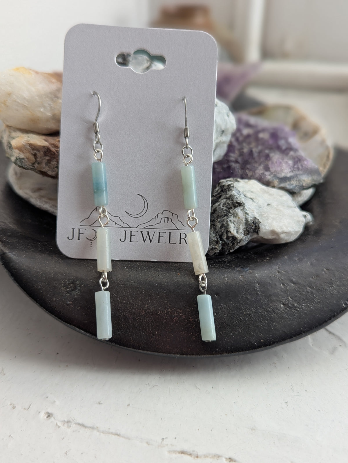 Amazonite Wire-Wrapped Trio Earrings