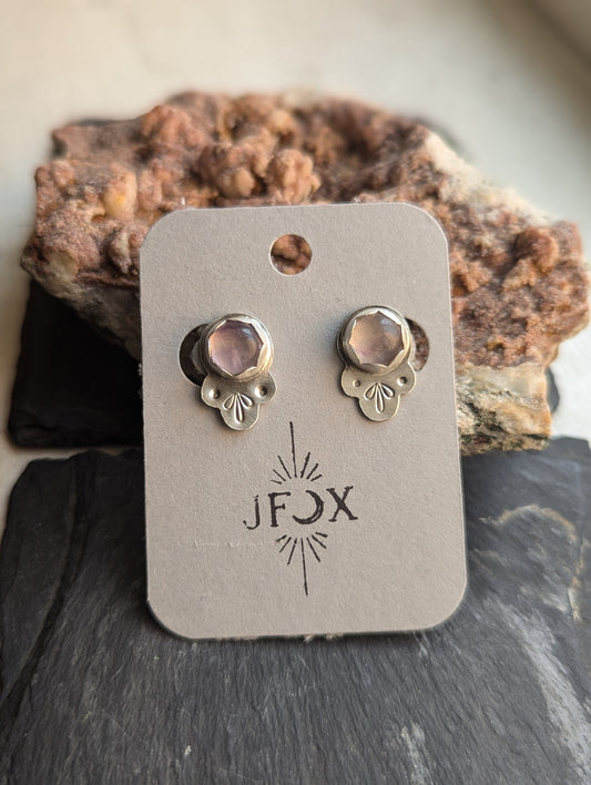 Fluorite Stamped Sterling Studs