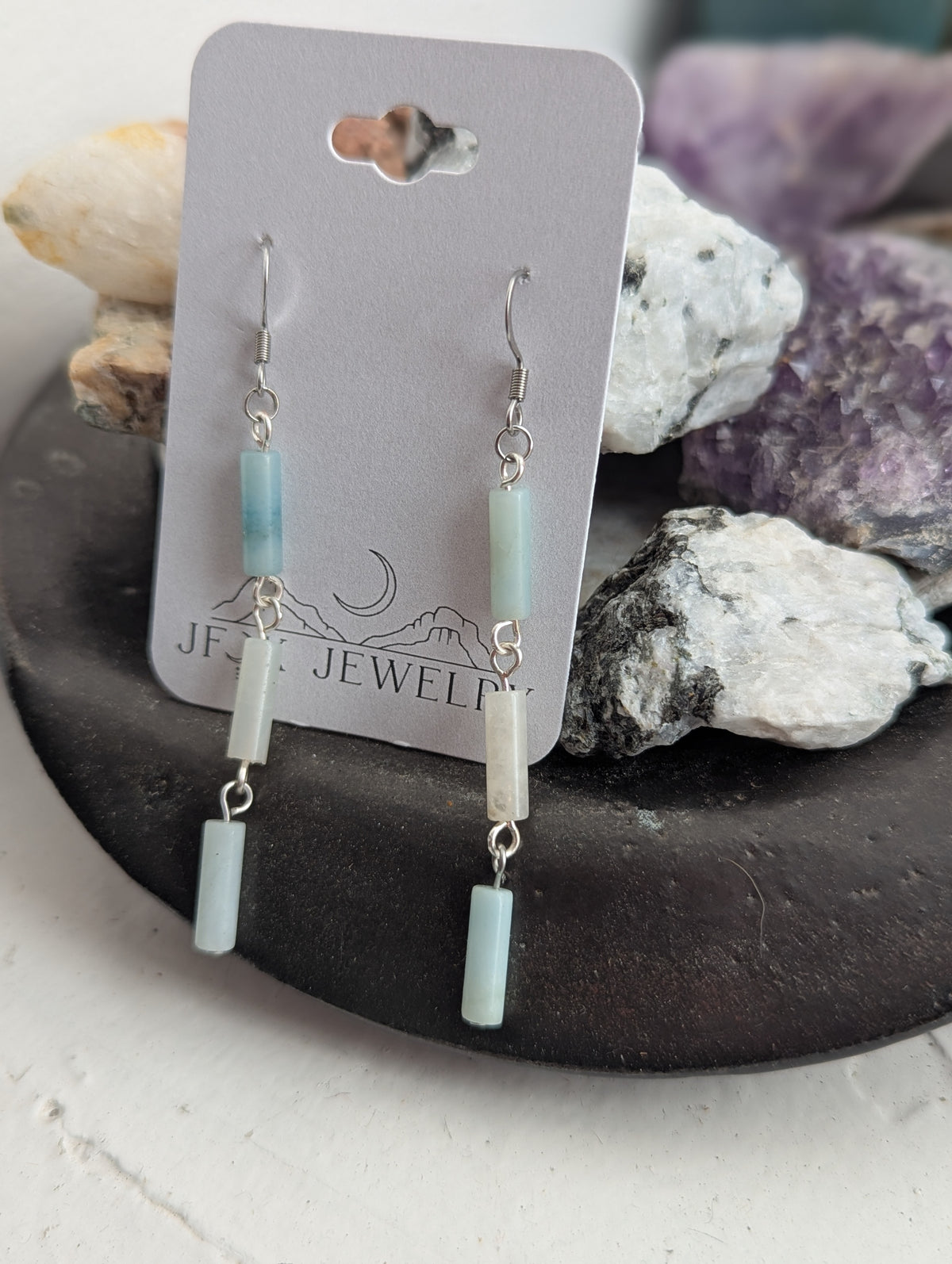 Amazonite Wire-Wrapped Trio Earrings