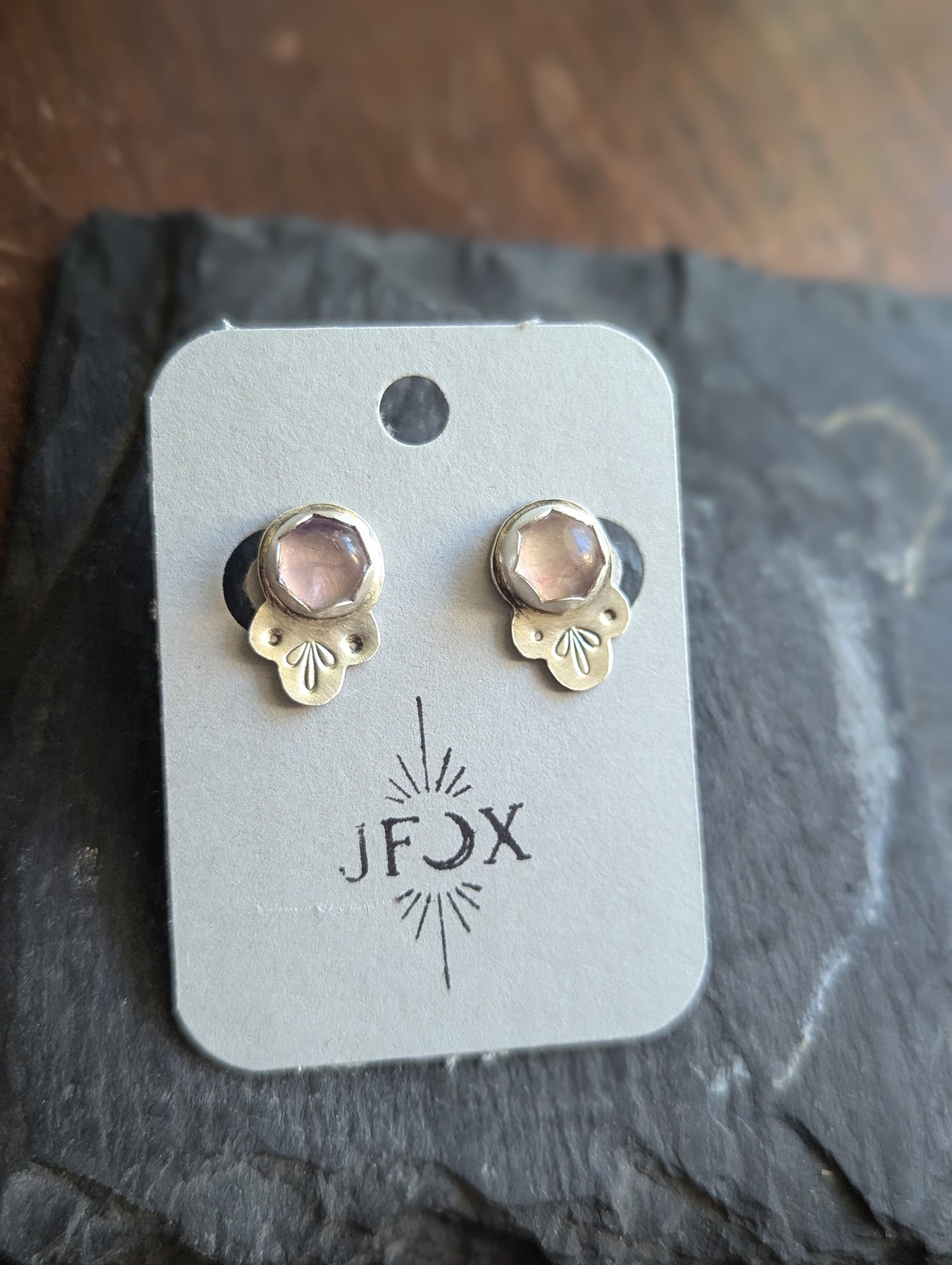 Fluorite Stamped Sterling Studs