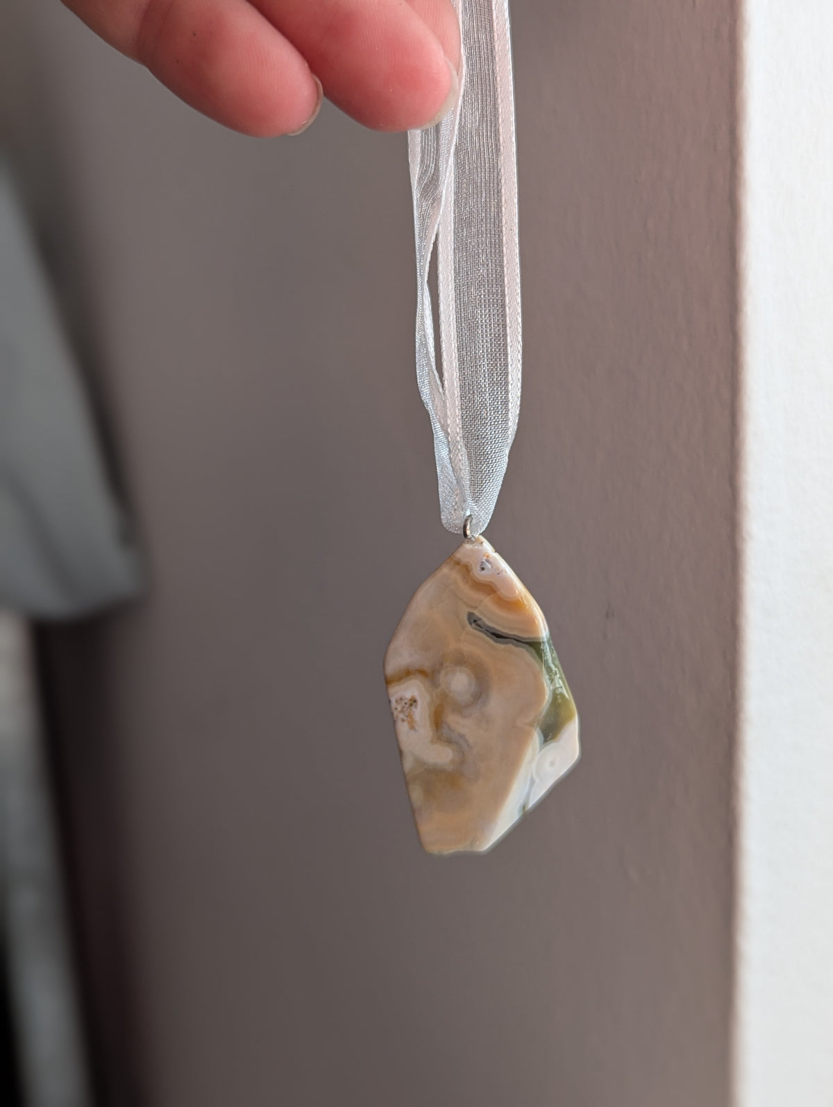 8th Vein Ocean Jasper Tumbled Gemstone Ornament - Silver (Various Stones Available)