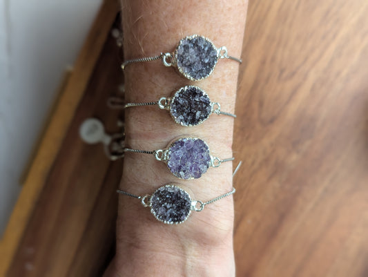 Pulsera deslizante de amatista (plata u oro)