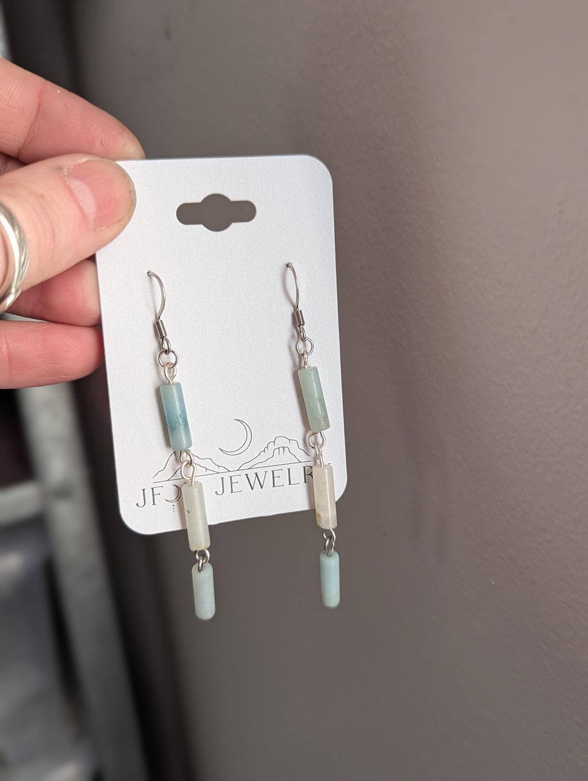Amazonite Wire-Wrapped Trio Earrings