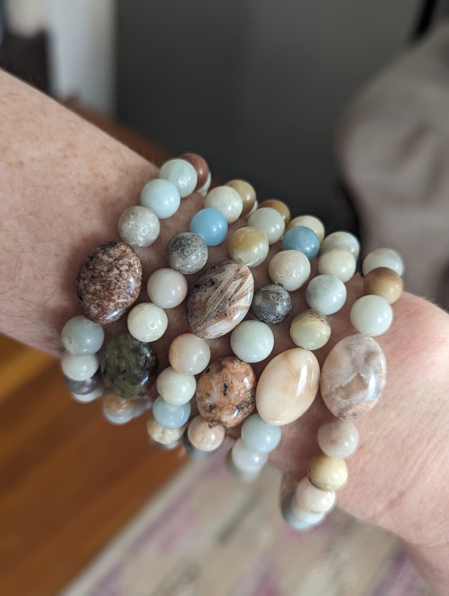 Multi-Color Amazonite and Agate Bracelet (various sizes available)