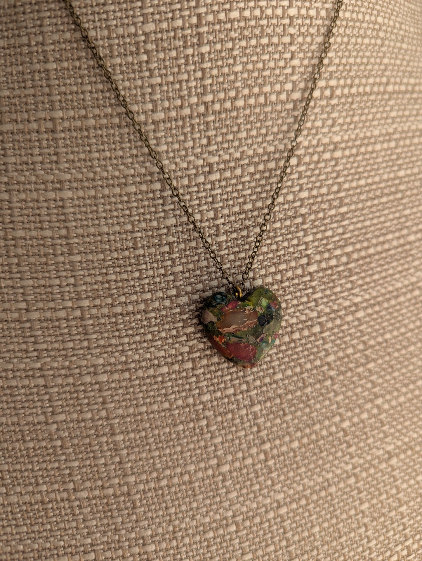 Sea Sediment Heart Brass Necklace