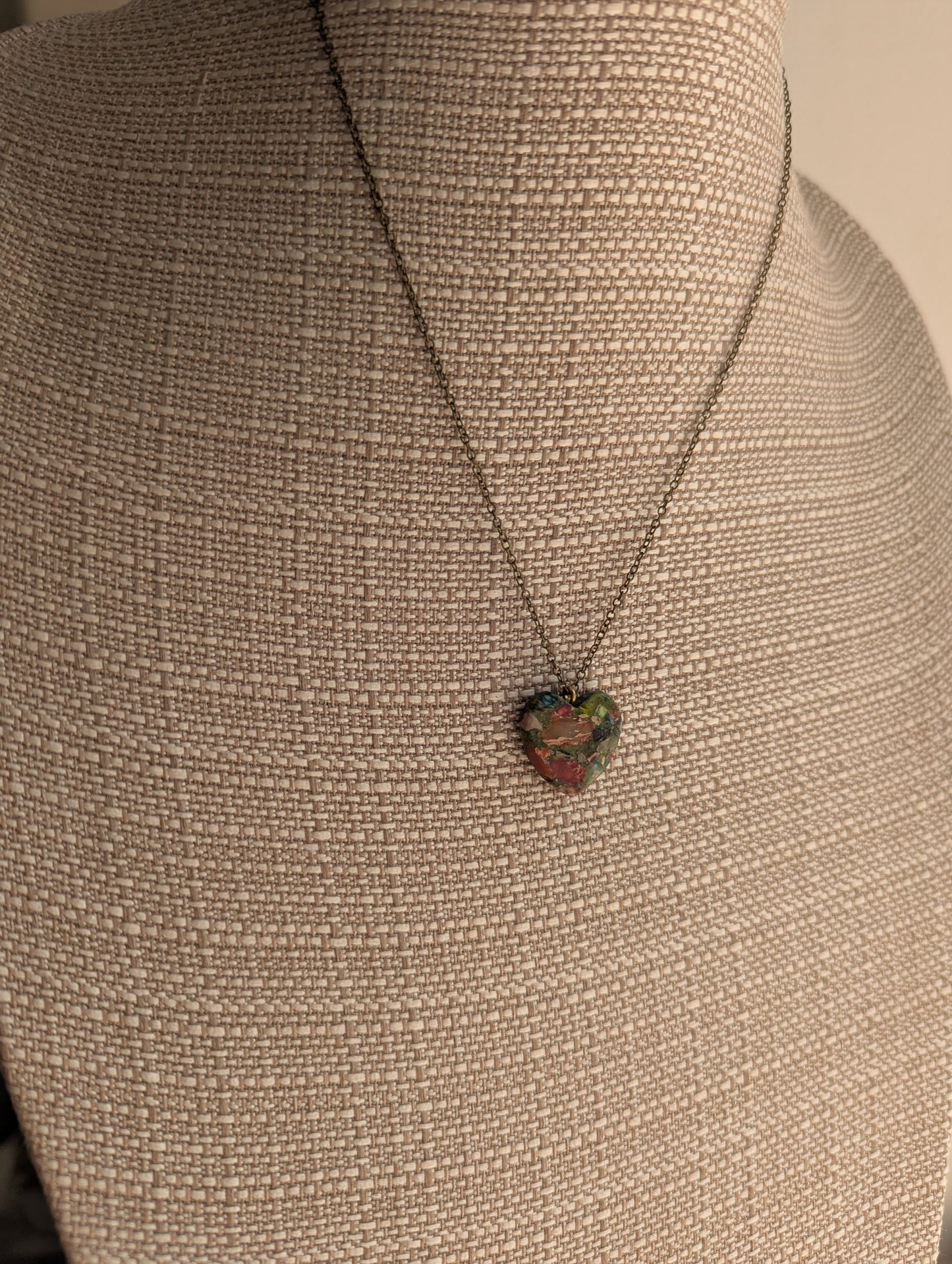 Sea Sediment Heart Brass Necklace