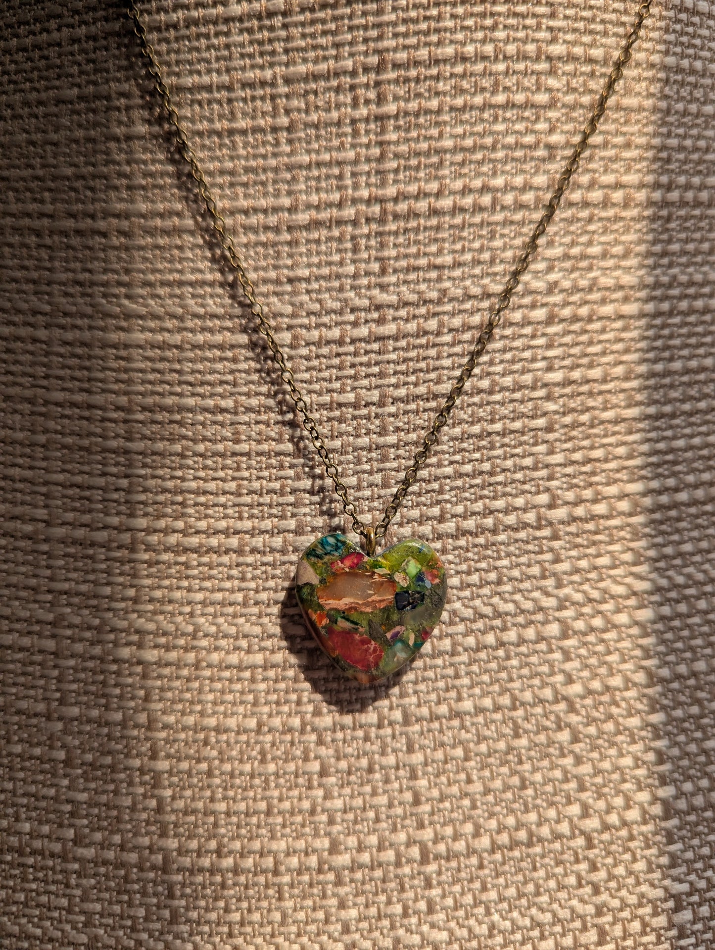 Sea Sediment Heart Brass Necklace