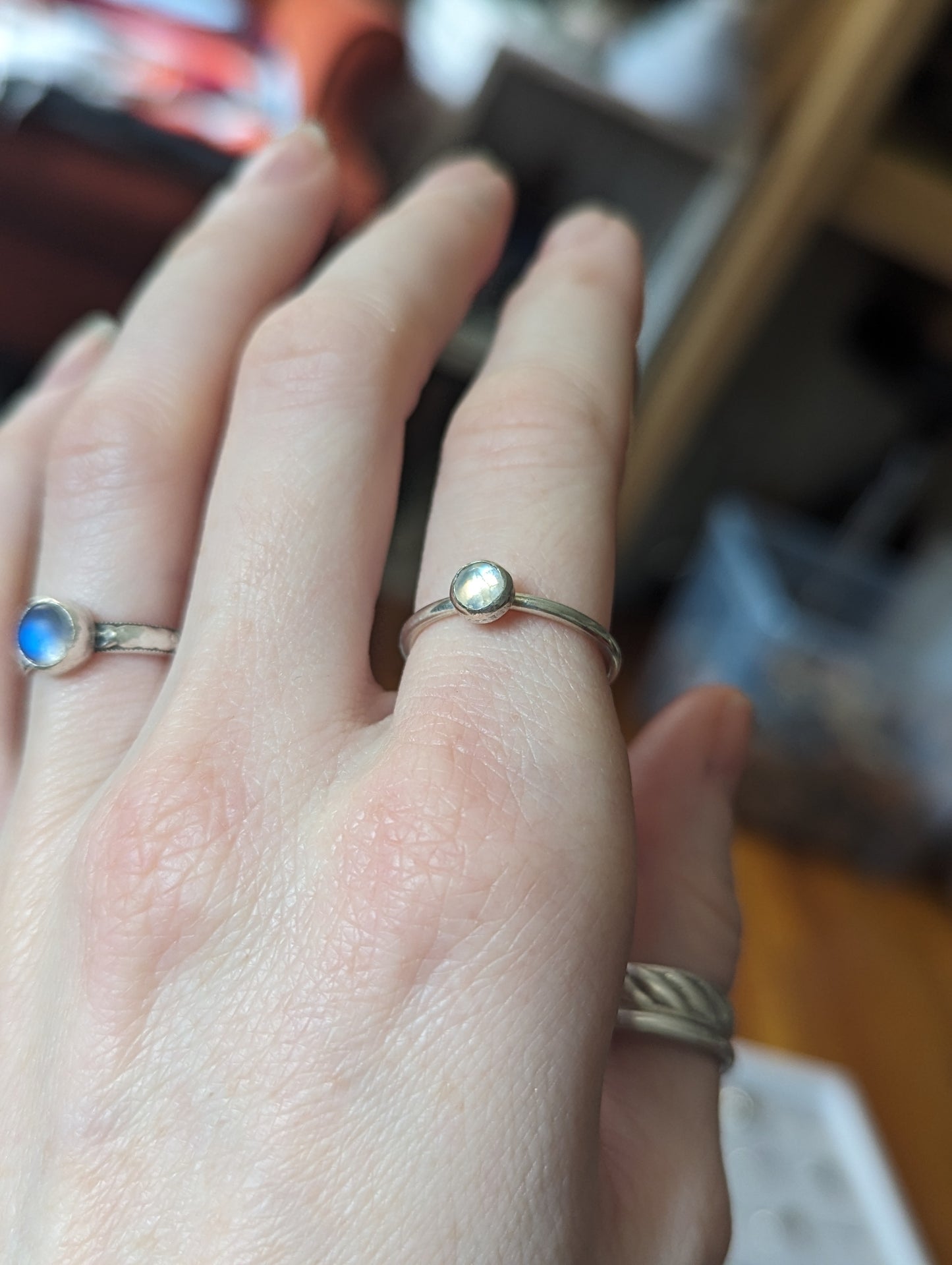 5mm Moonstone Stacker Silver Ring (various sizes available- MTO)