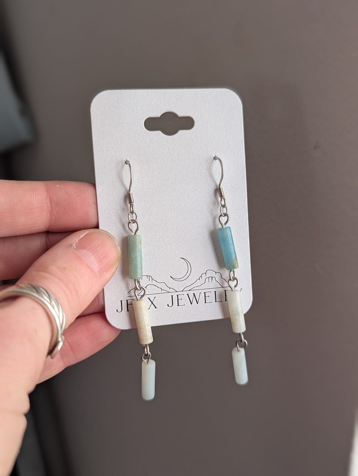 Amazonite Wire-Wrapped Trio Earrings
