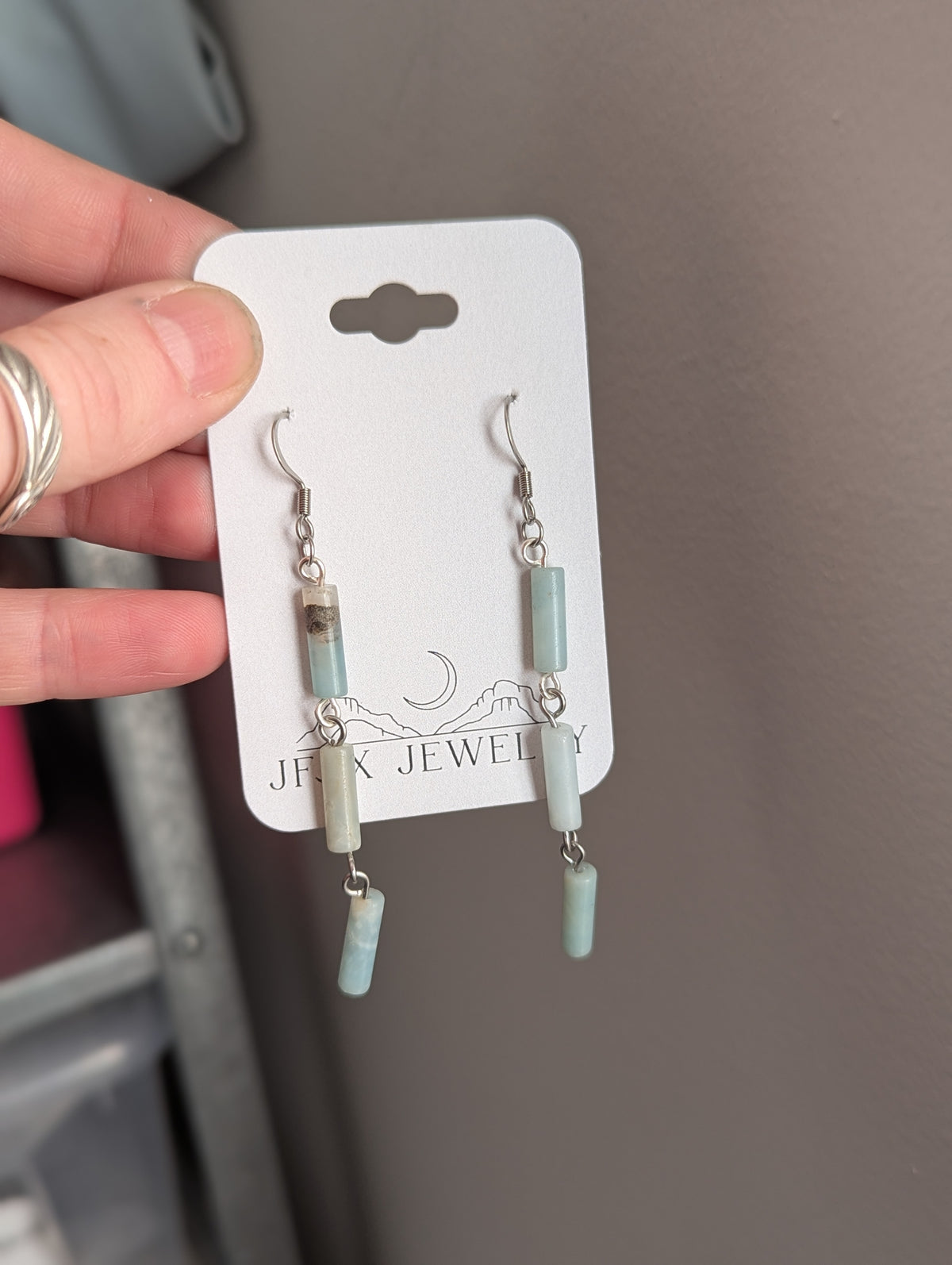 Amazonite Wire-Wrapped Trio Earrings