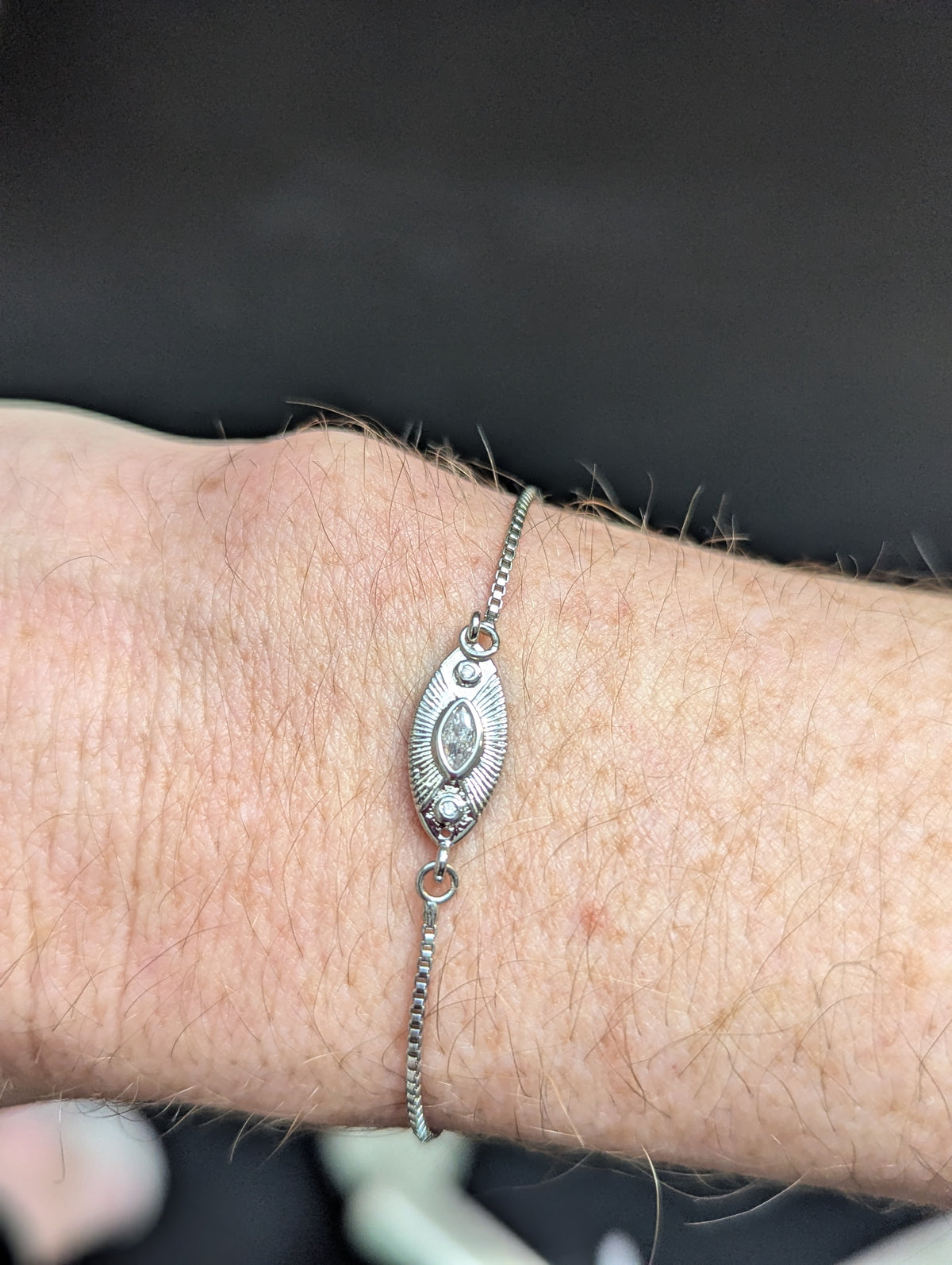 CZ Crystal Marquise Eye Slider Bracelet (Silver or Gold)