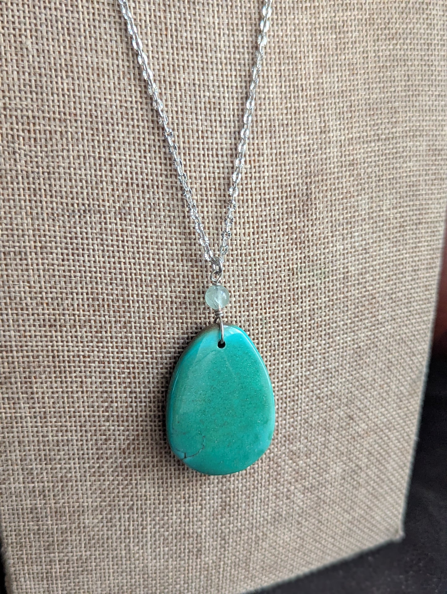 Chrysoprase Silver Long Necklace