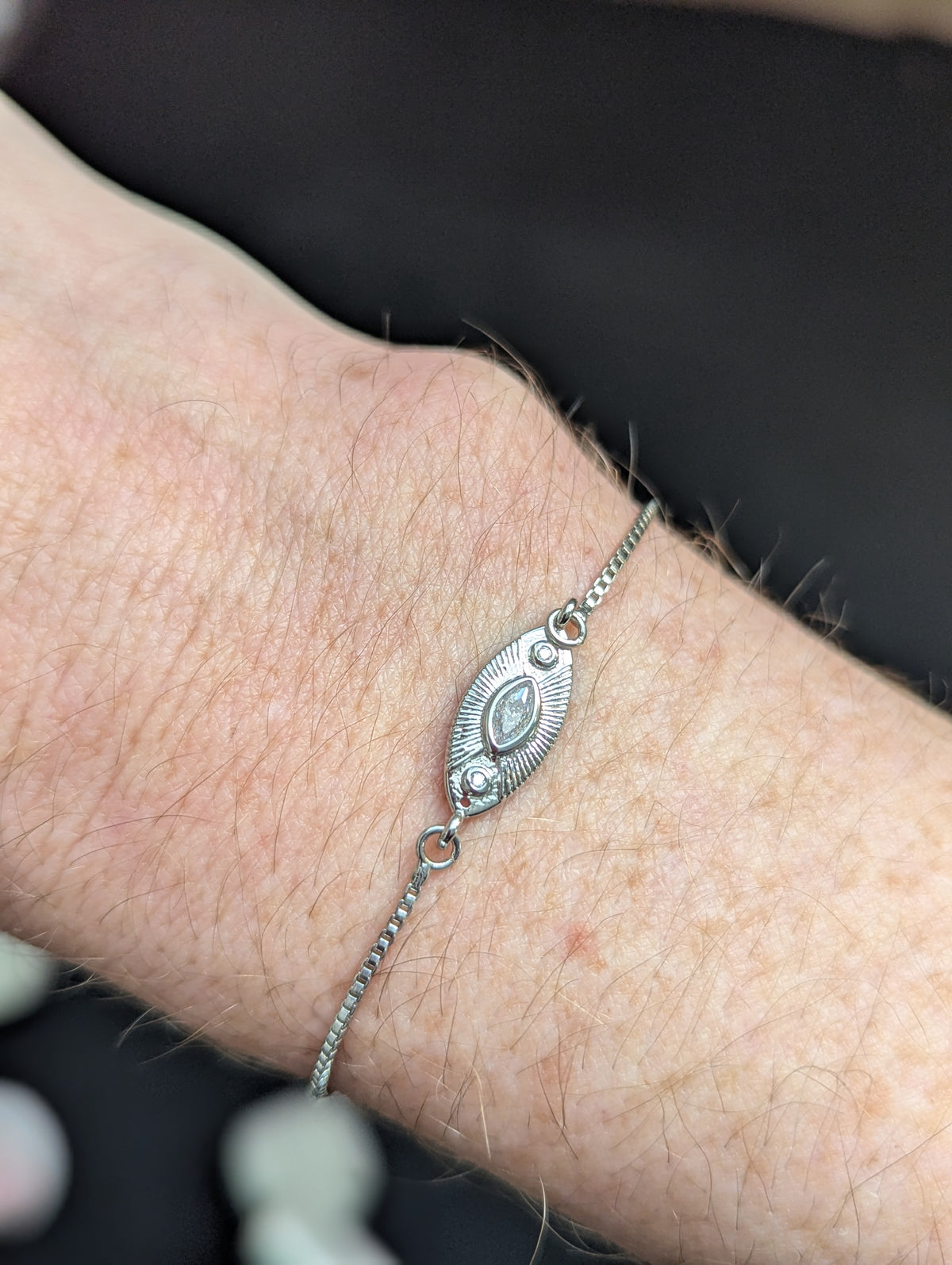 CZ Crystal Marquise Eye Slider Bracelet (Silver or Gold)