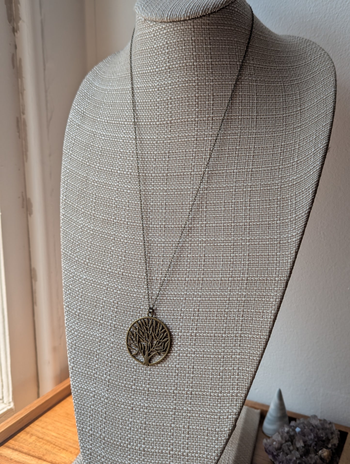 Brass Tree of Life Long Necklace