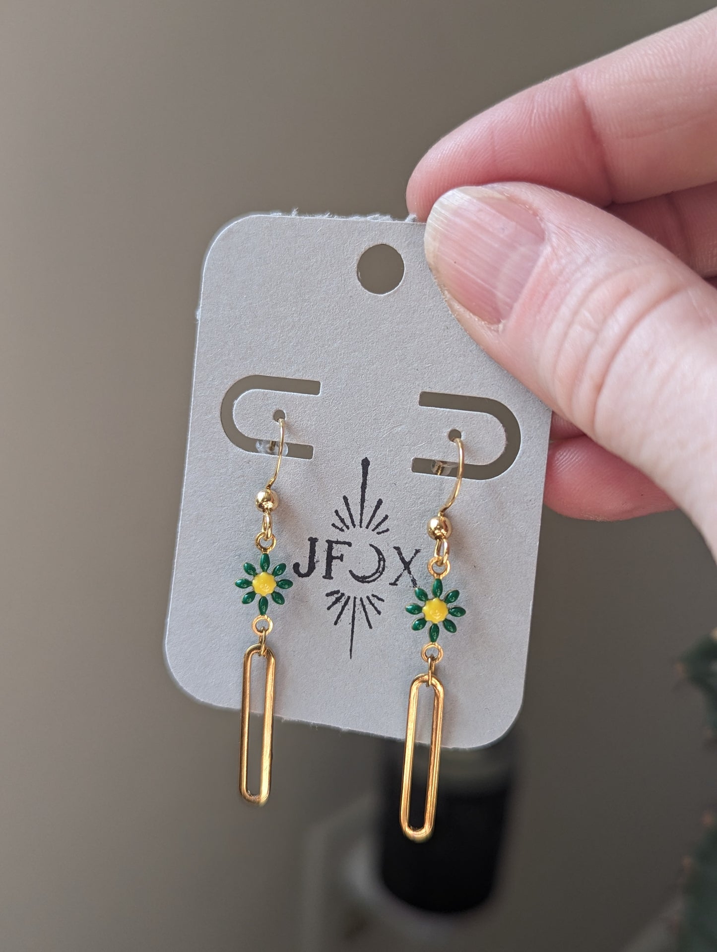 Daisy Flower Gold Earrings (various colors available)