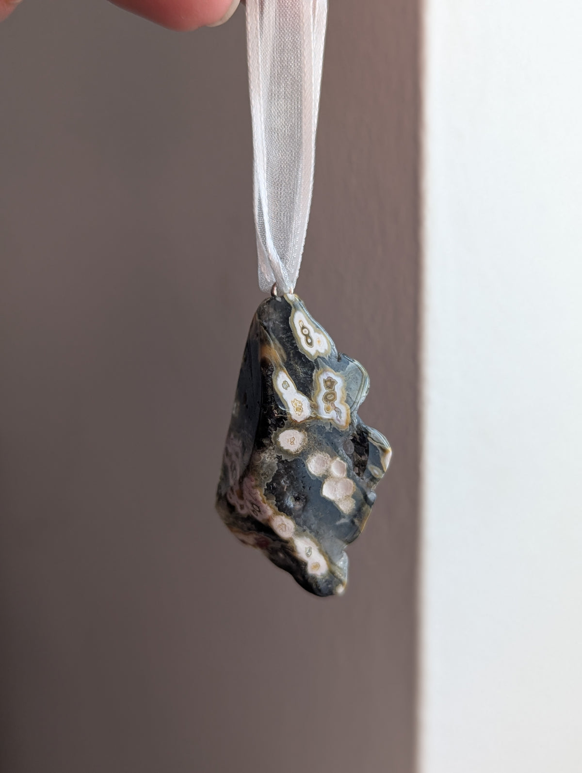 8th Vein Ocean Jasper Tumbled Gemstone Ornament - Silver (Various Stones Available)
