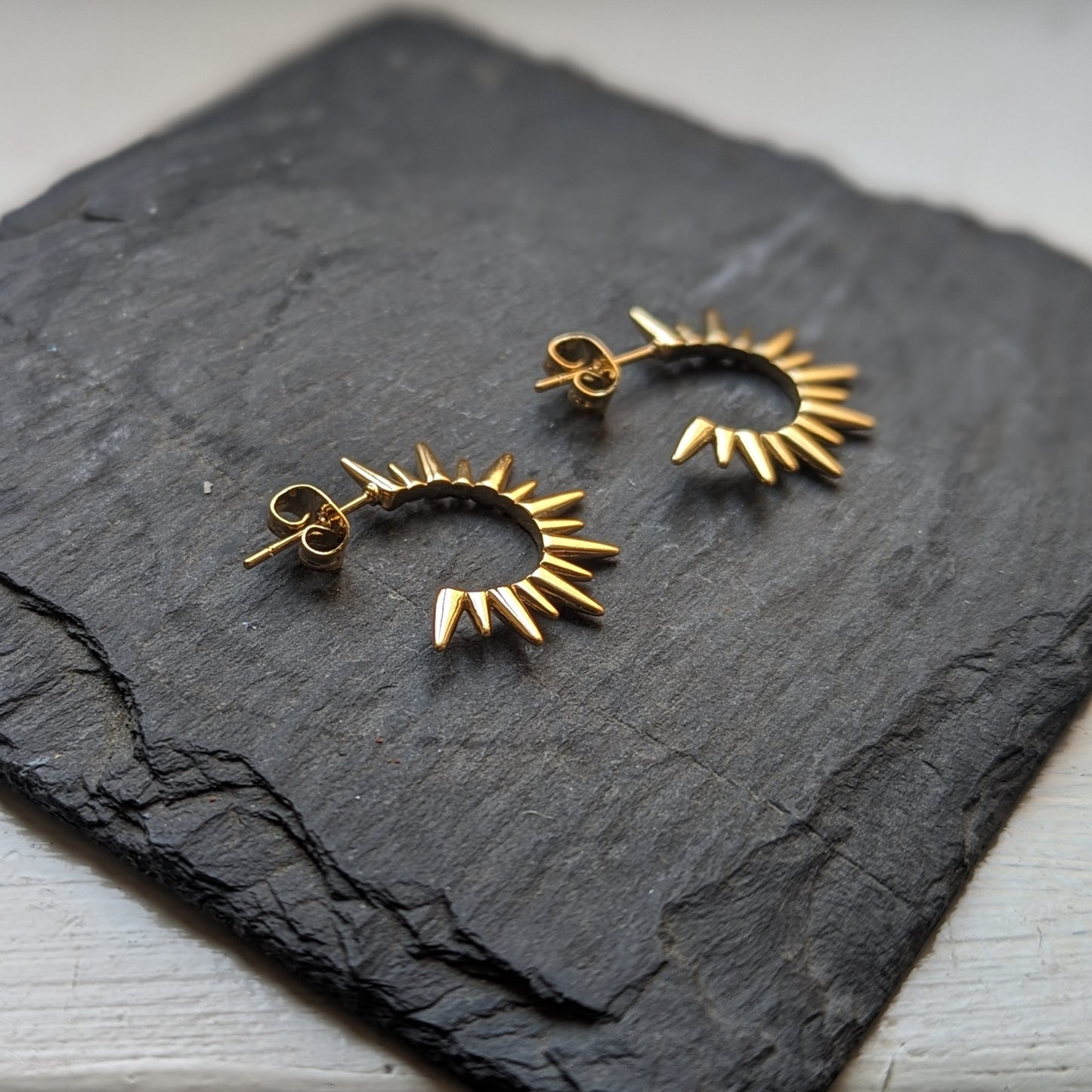 Spiked Sun Gold Plated Hoops