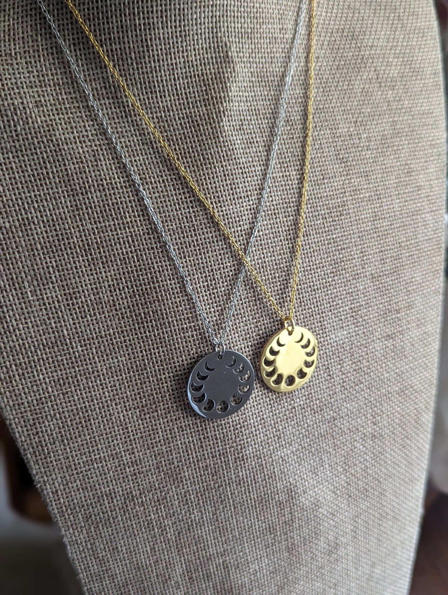 Moon Phase Talisman Necklace (Gold or Silver)