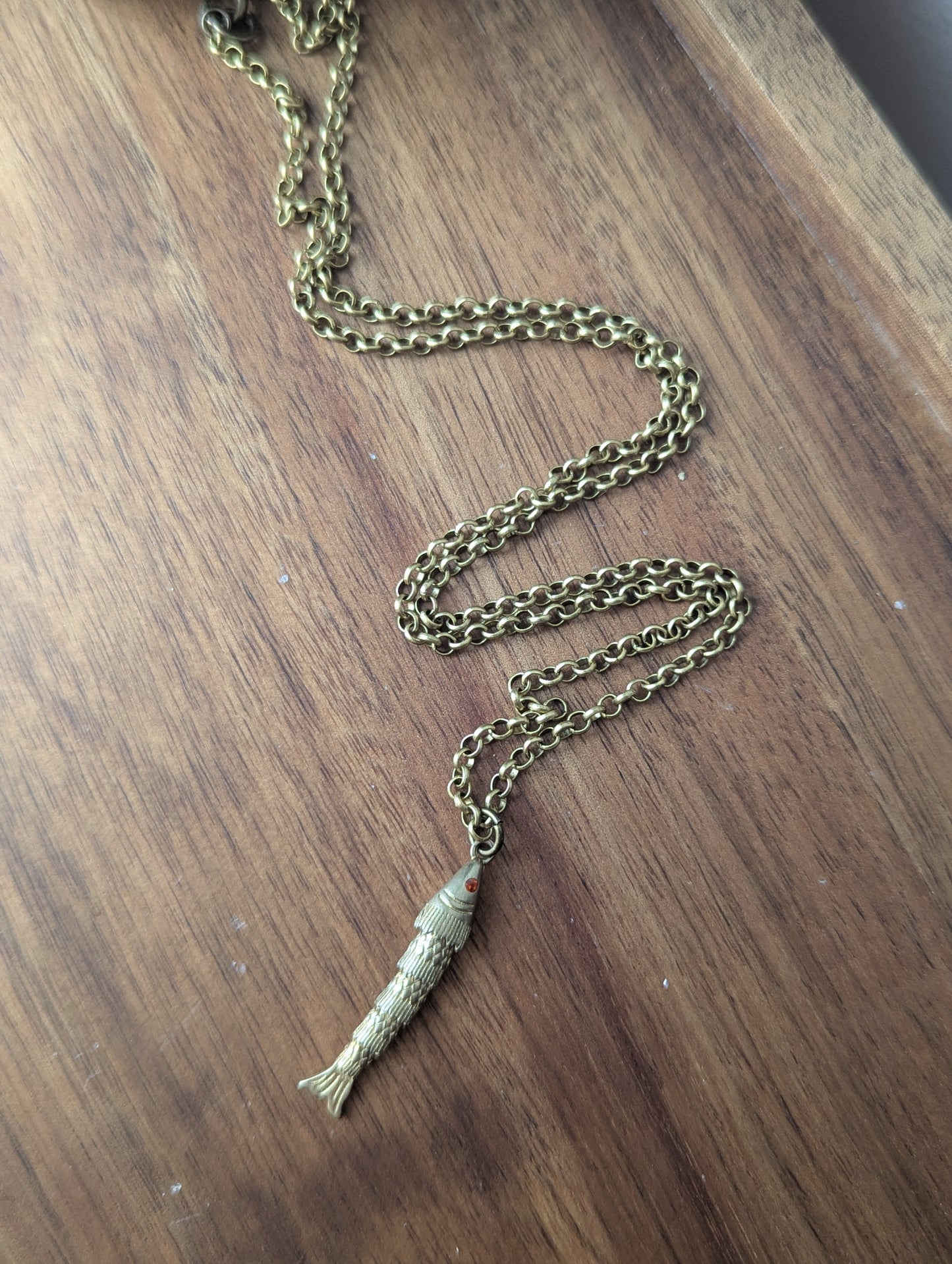 Brass Articulating Fish Necklace
