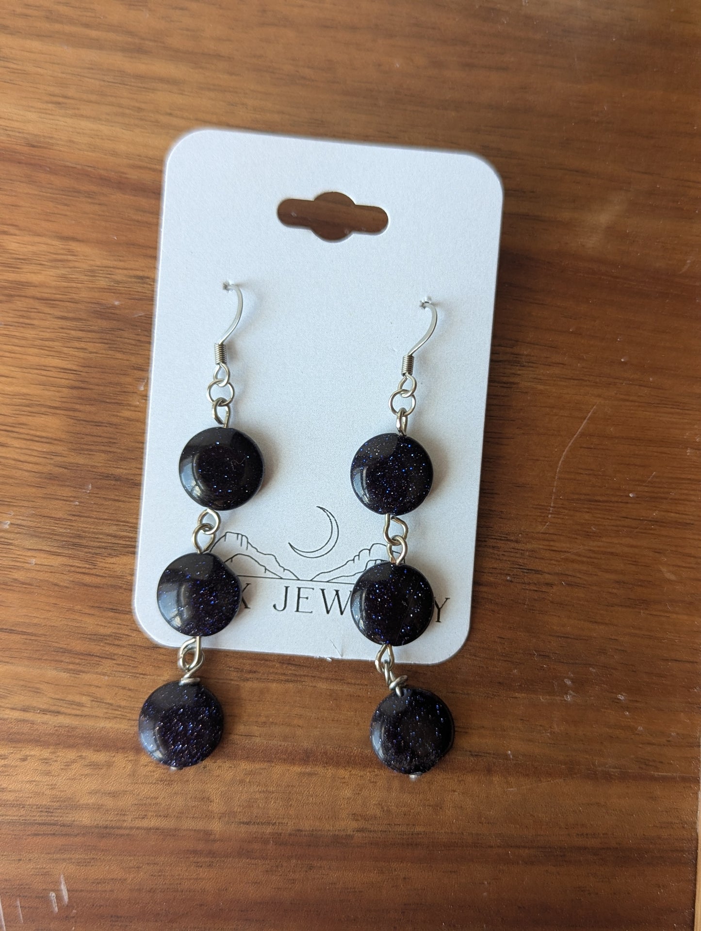 Blue Goldstone Trio Earrings