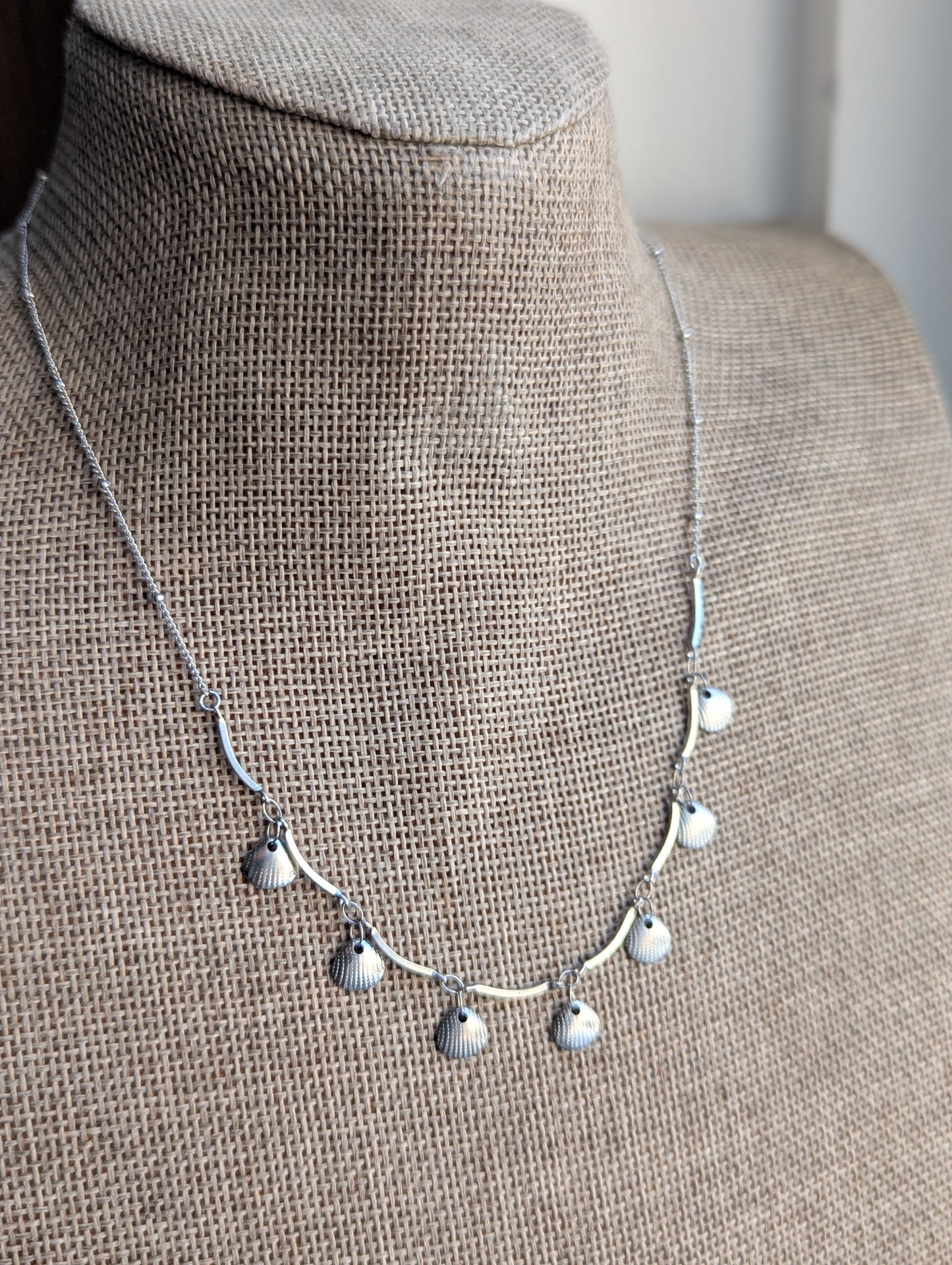 Shell Dangly Charm Stainless Steel Necklace