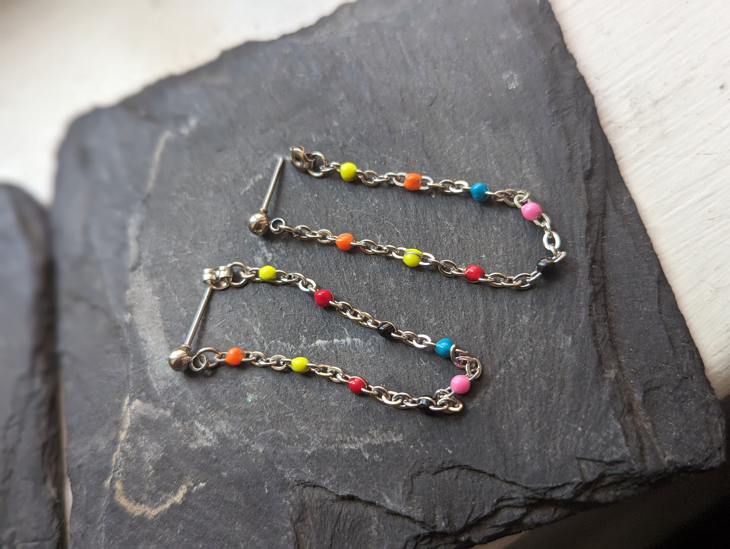 Neon Chain Hoop Earrings