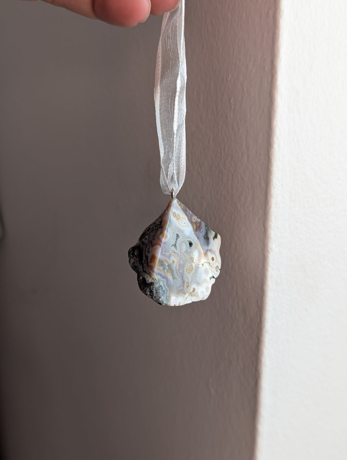 8th Vein Ocean Jasper Tumbled Gemstone Ornament - Silver (Various Stones Available)