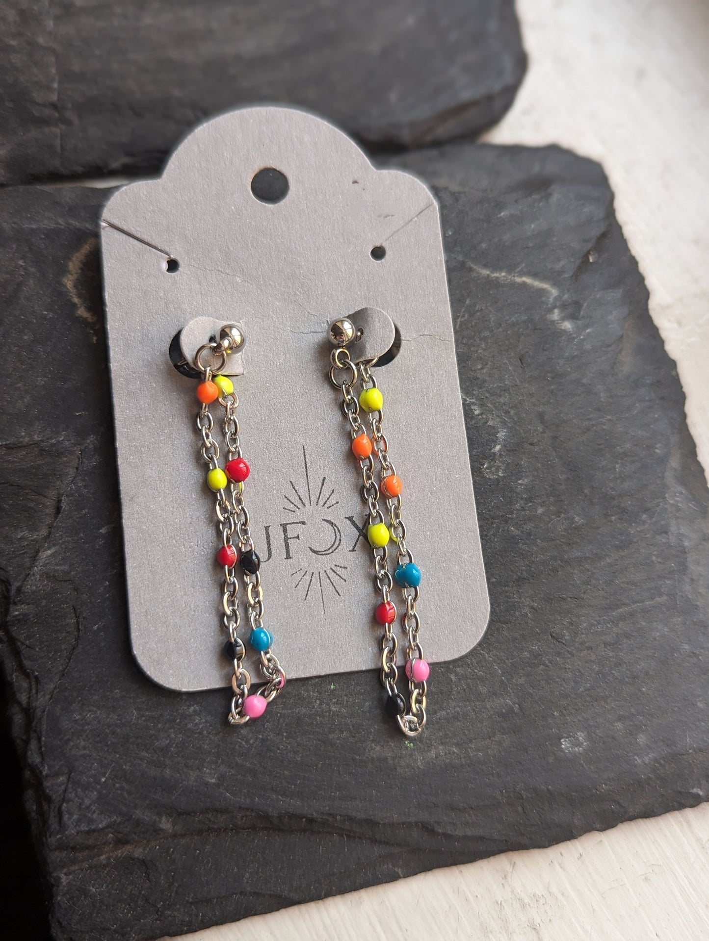 Neon Chain Hoop Earrings