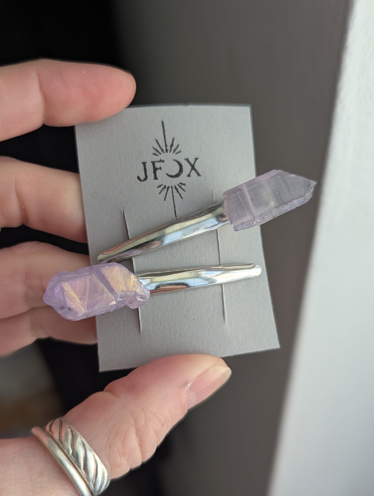 Purple Quartz Crystal Alligator Clips (Set of 2)