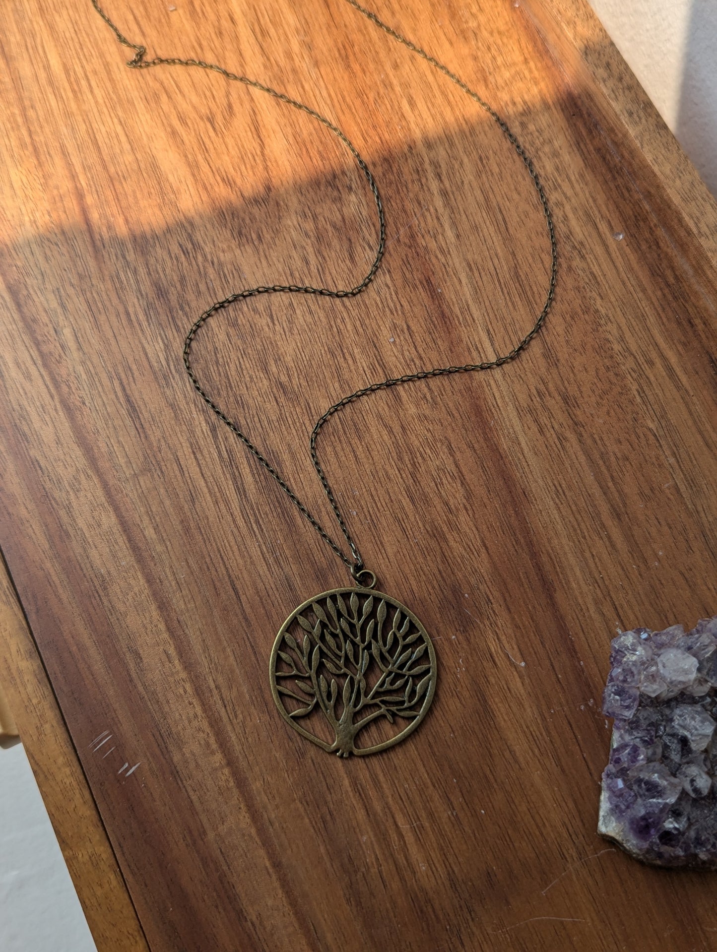 Brass Tree of Life Long Necklace