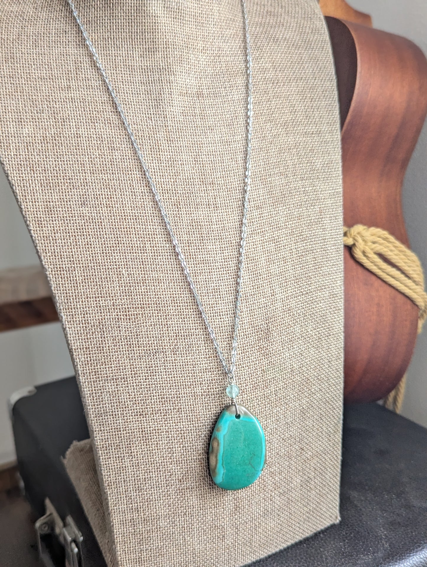Chrysoprase Silver Long Necklace