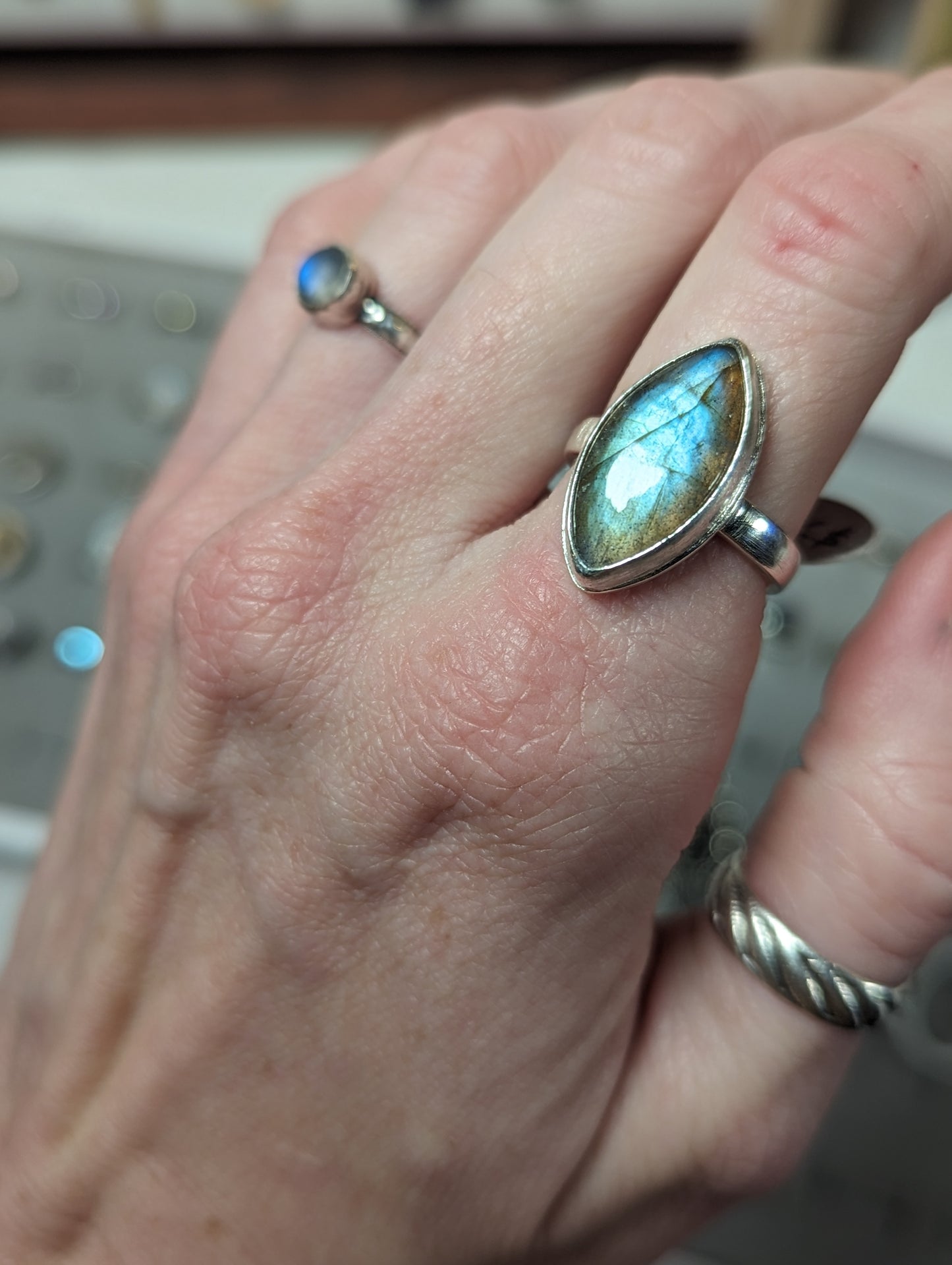 Labradorite Marquise Sterling Silver Ring - Size 7