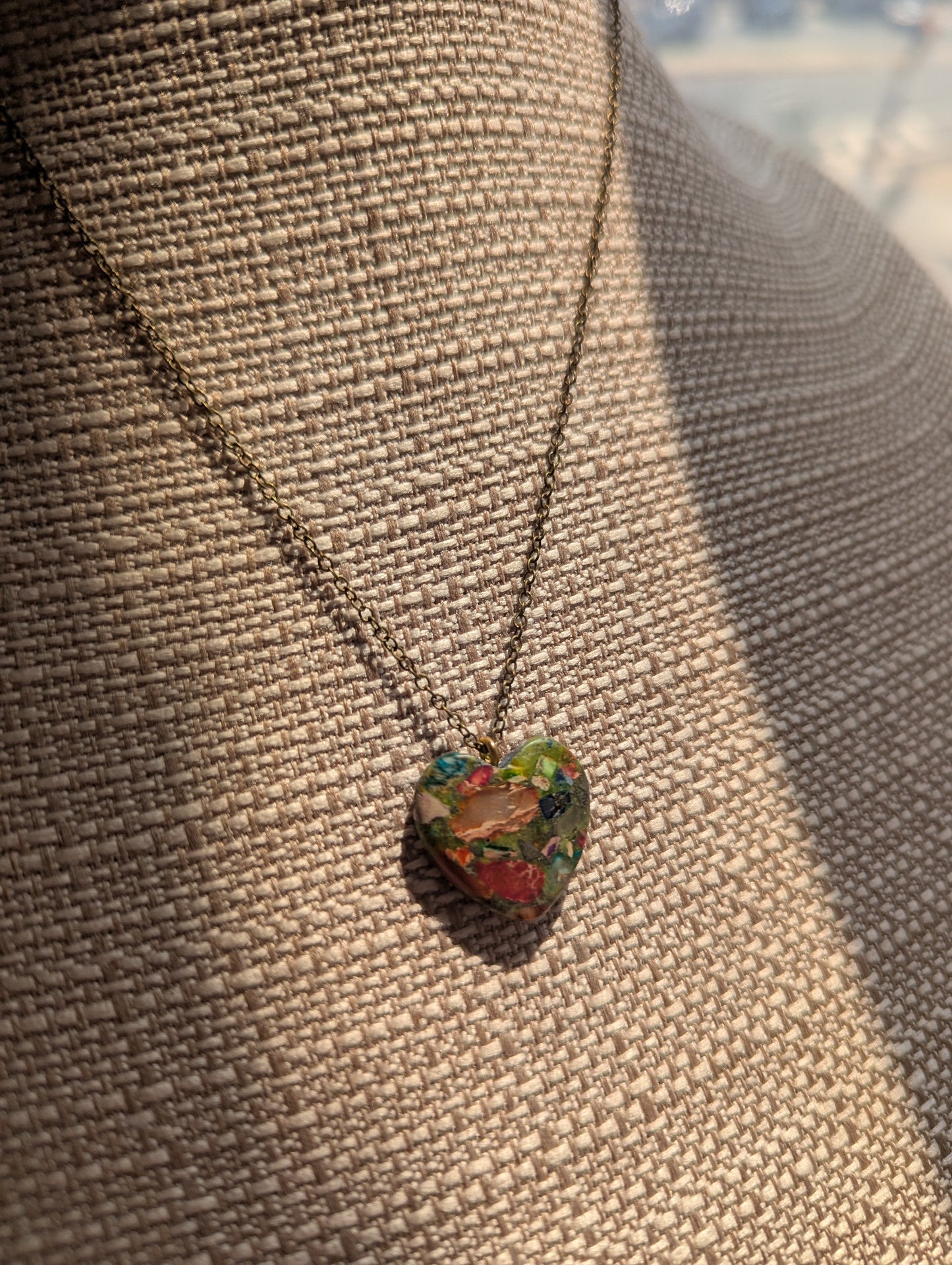 Sea Sediment Heart Brass Necklace