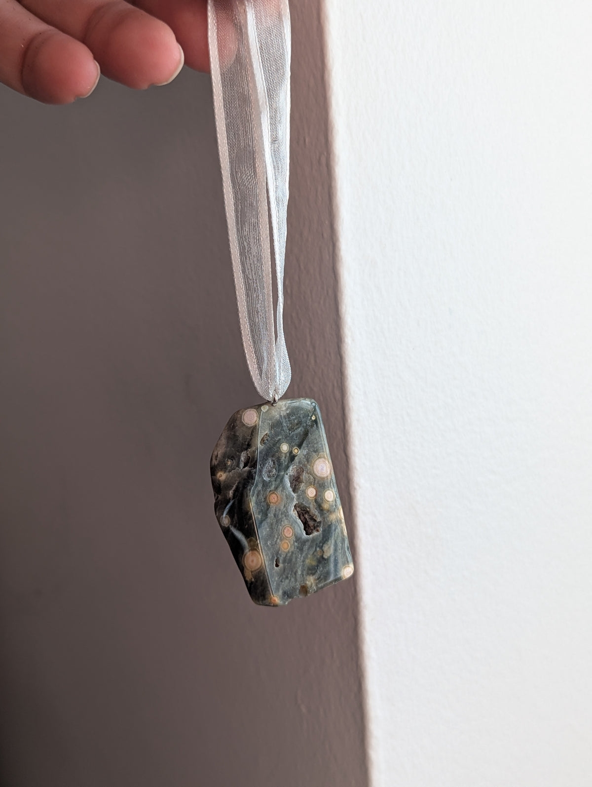 8th Vein Ocean Jasper Tumbled Gemstone Ornament - Silver (Various Stones Available)