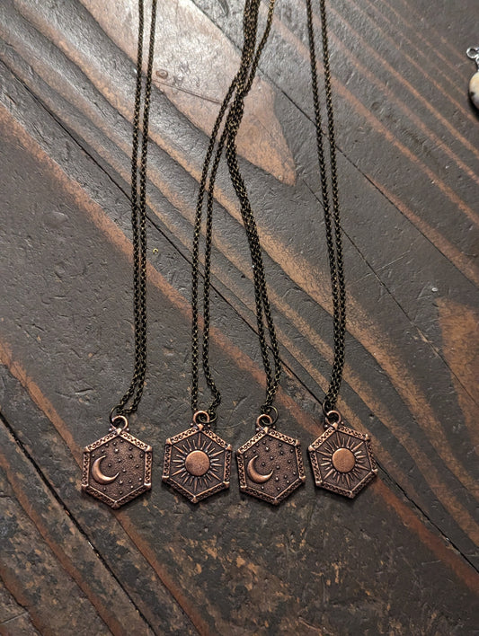 Double Sided Moon and Sun Necklace