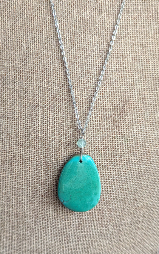 Chrysoprase Silver Long Necklace