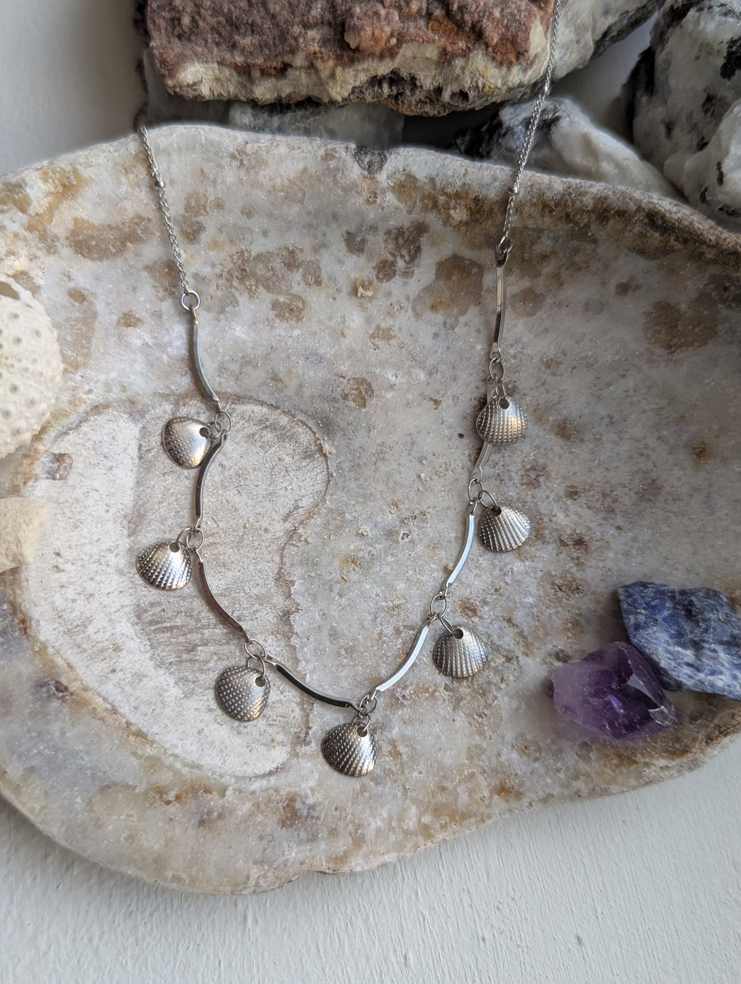 Shell Dangly Charm Stainless Steel Necklace