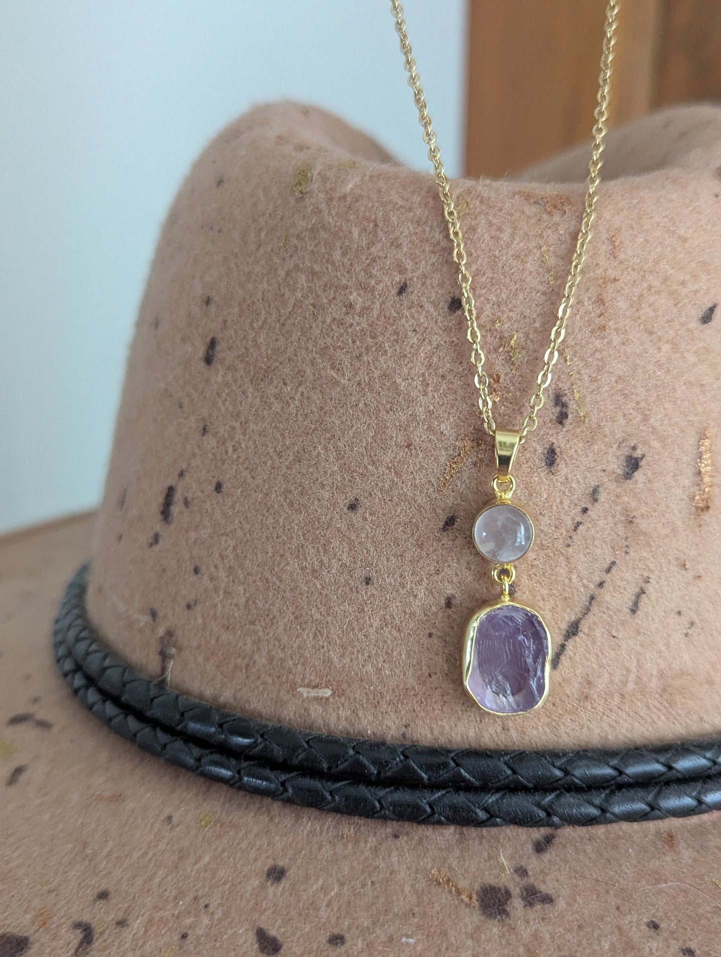 Amethyst Duo Gold Necklace