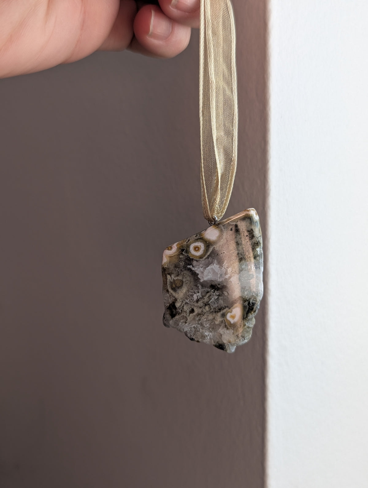 8th Vein Ocean Jasper Tumbled Gemstone Ornament - Gold (Various Stones Available)