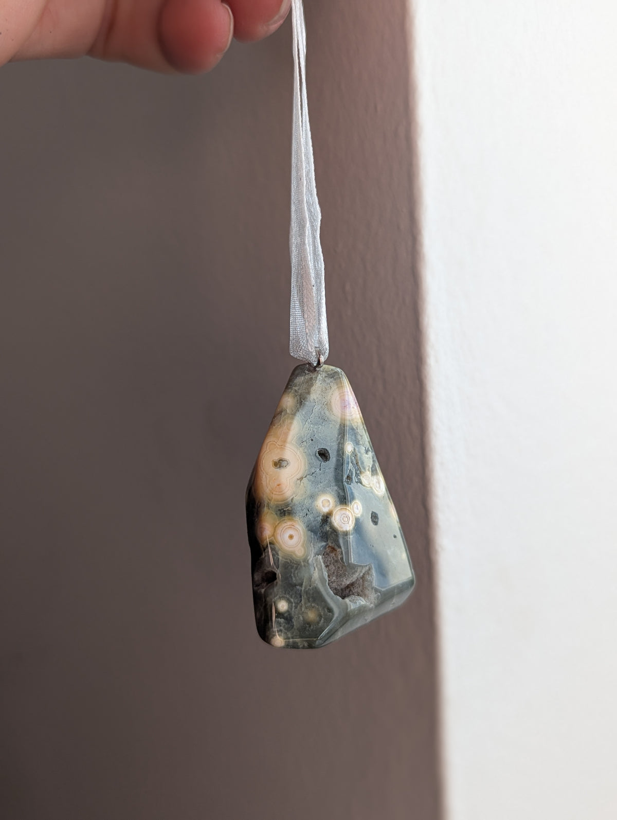 8th Vein Ocean Jasper Tumbled Gemstone Ornament - Silver (Various Stones Available)