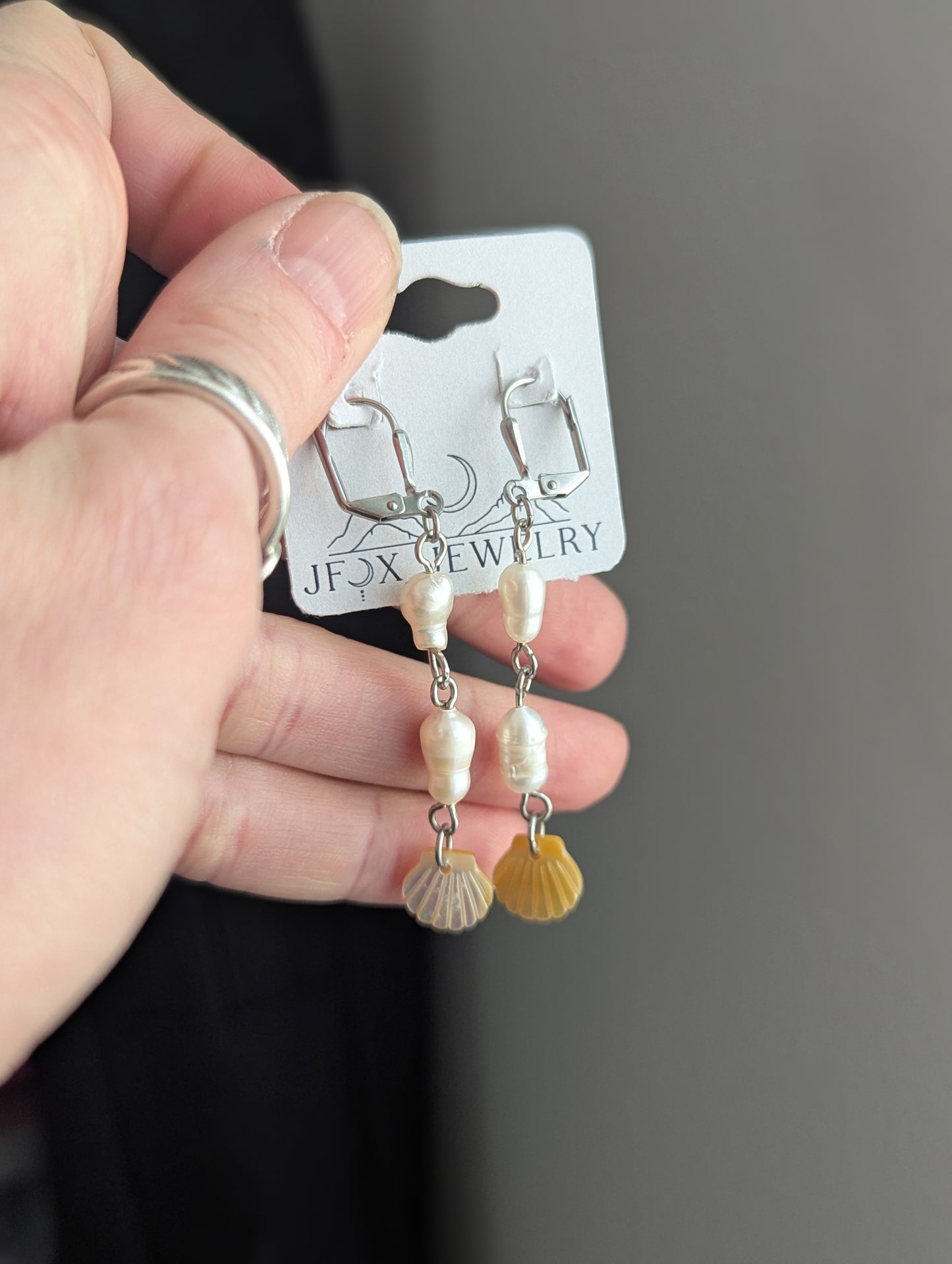 Freshwater Pearls and Mother of Pearl Shell Drop Hoops
