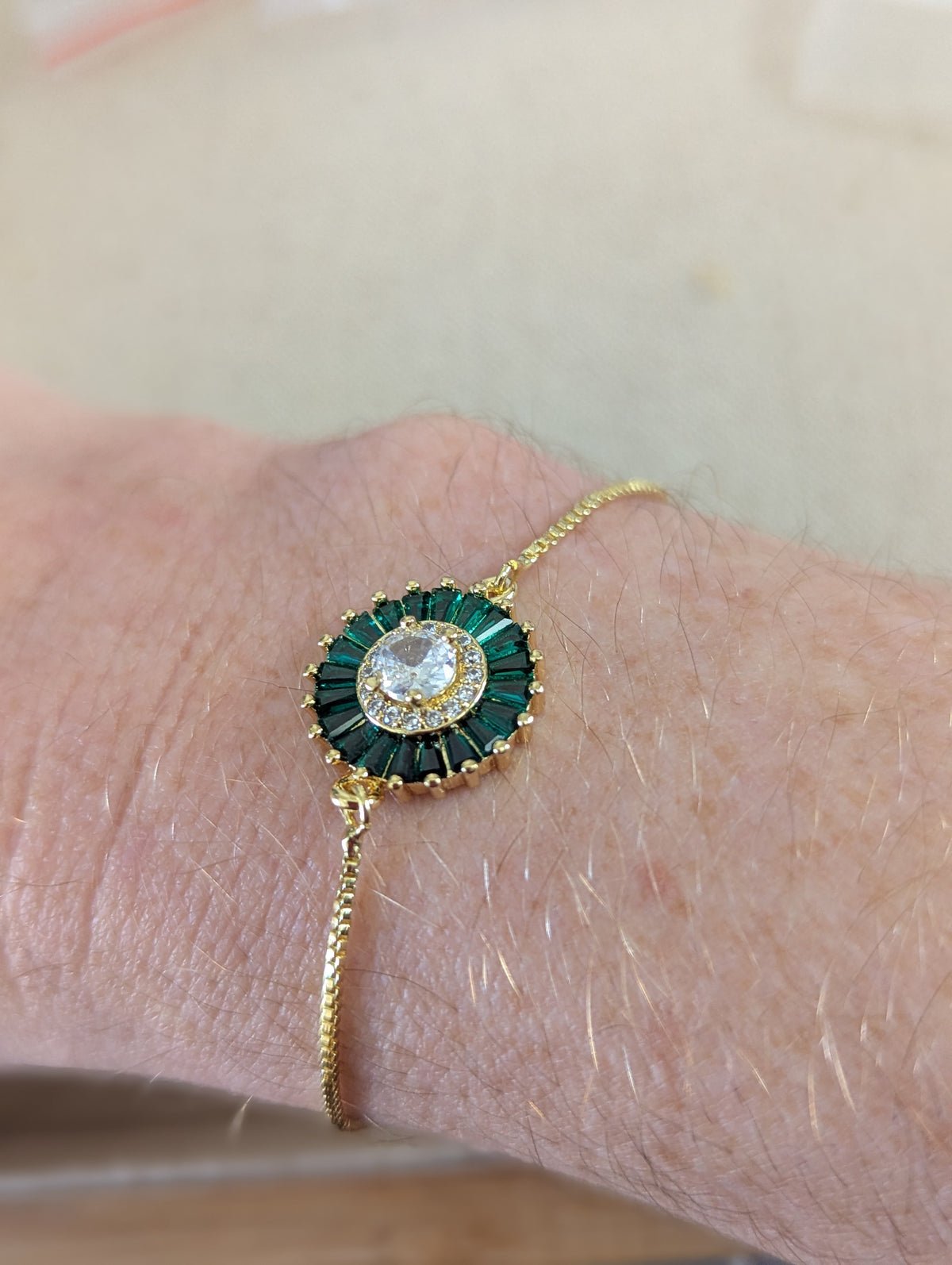 Crystal Flower Gold Slider Bracelet (Various Colors Available)