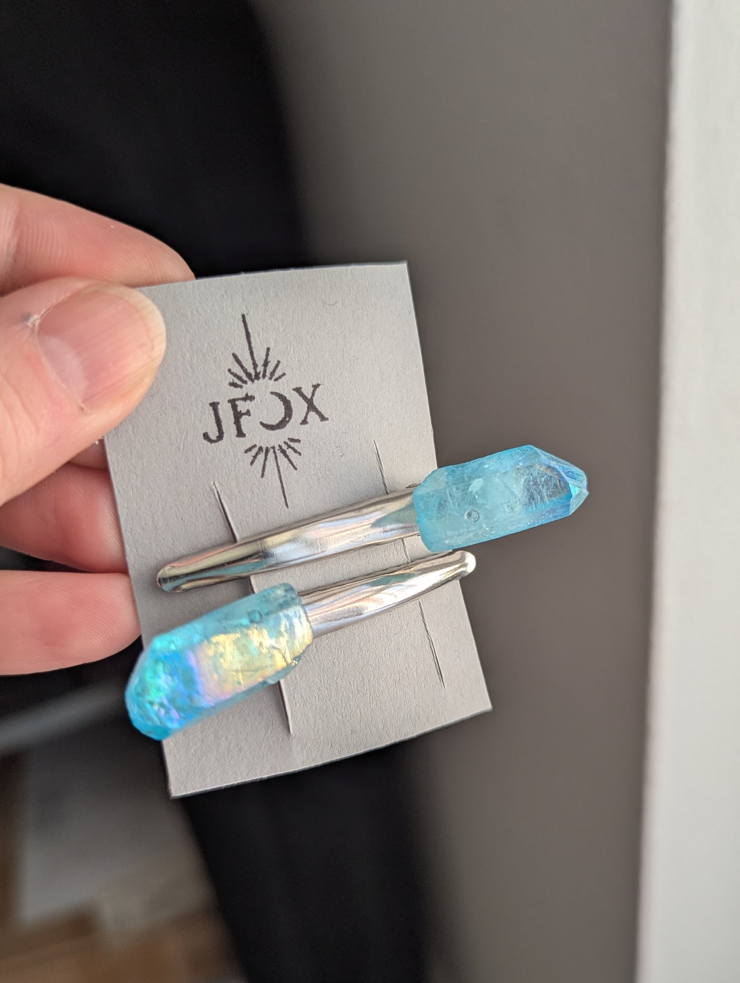 Blue Quartz Crystal Alligator Clips (Set of 2)