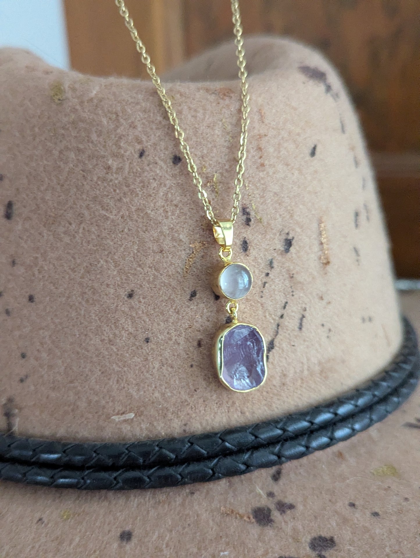 Amethyst Duo Gold Necklace