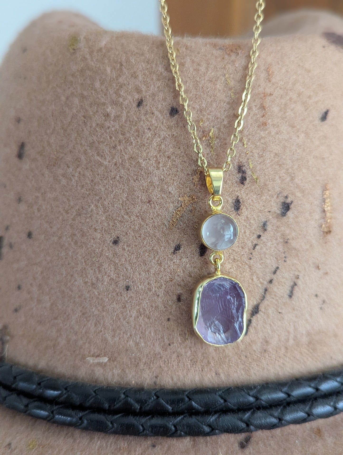 Amethyst Duo Gold Necklace