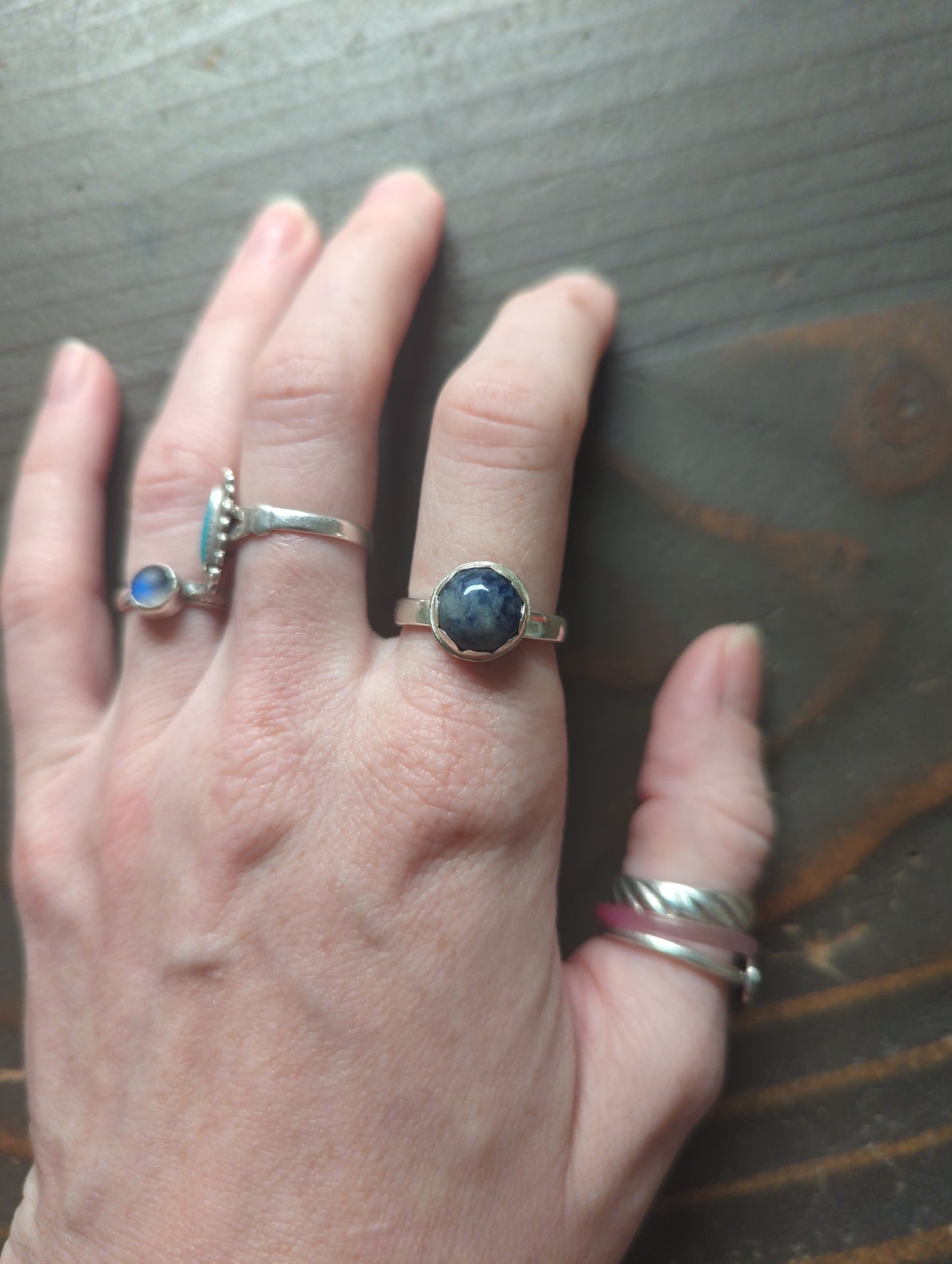 10mm Sodalite Sterling Silver Ring - Various Sizes Available MTO