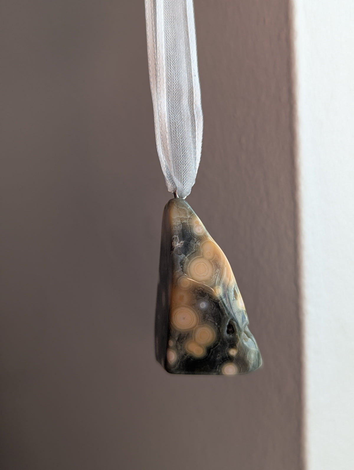 8th Vein Ocean Jasper Tumbled Gemstone Ornament - Silver (Various Stones Available)