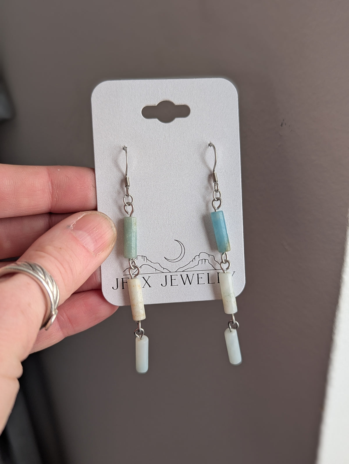 Amazonite Wire-Wrapped Trio Earrings